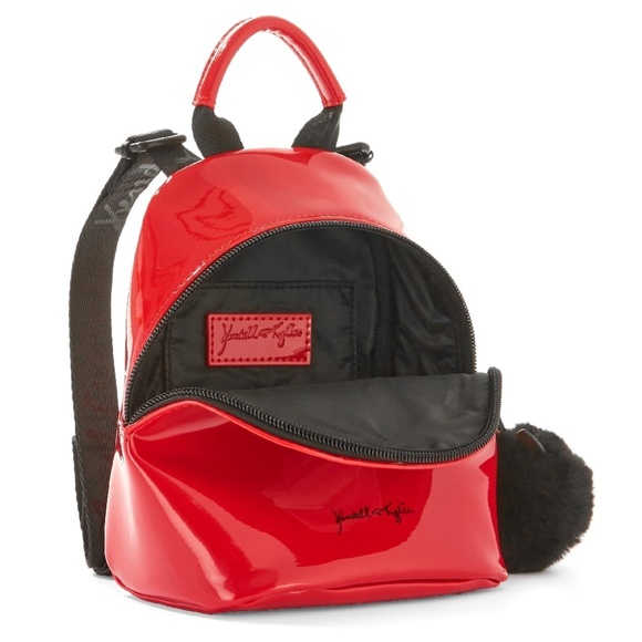 Kendall + Kylie Glossy Pom-Pom Mini Backpack Bag - Picture 4 of 8